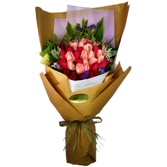 Three Dozen Mixed Colors Roses Bouquet