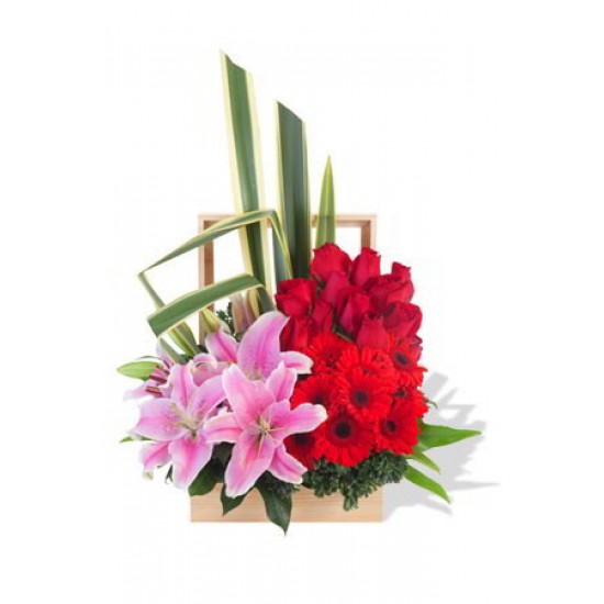 Red Rose and Gerbera Arrangement