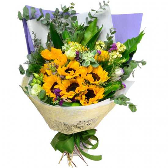 Radiant Sunshine 10 pcs Sunflowers Bouquet