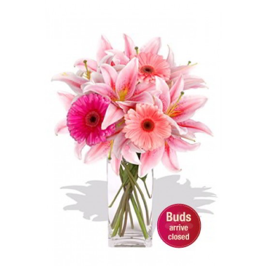 Gerberas and Oriental Lily Vase Bouquet