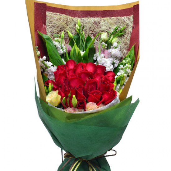 Two Dozen Deep Red Rose Bouquet